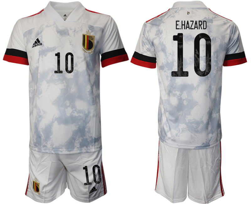 Men 2021 European Cup Belgium away white #10 Soccer Jersey